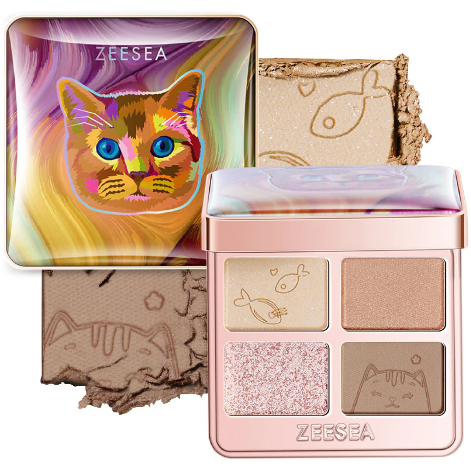 Тени для век Zeesea Tipsy Kitty Eyeshadow Quad тон 01 3.5 г - фото 2