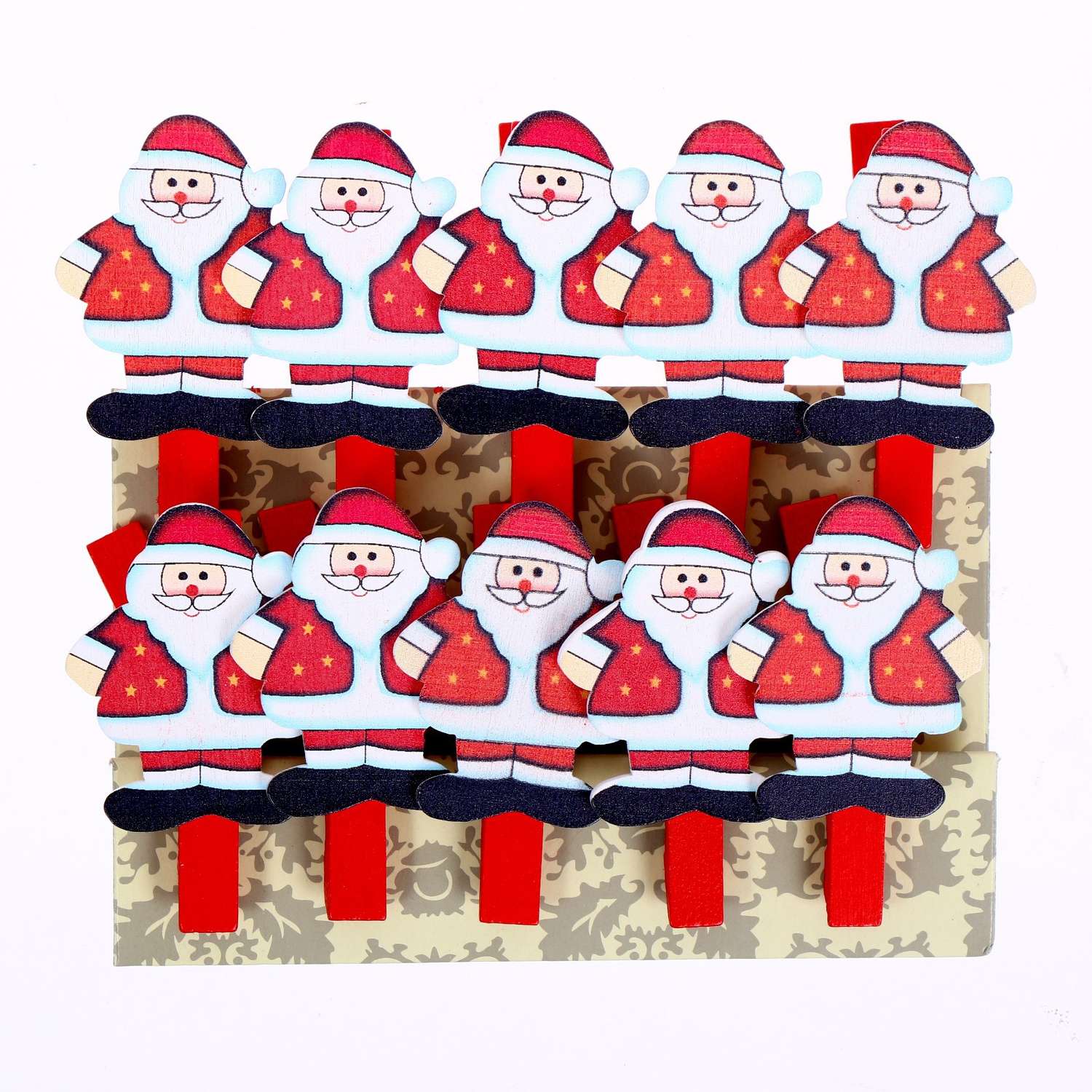 Прищепки Лесная мастерская декор новогодние «Дед Мороз» с блёстками набор 10 штук - фото 3