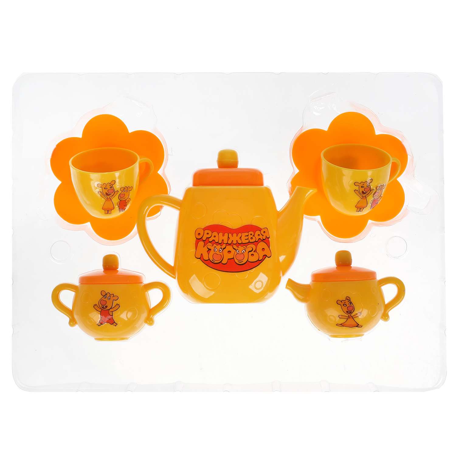 Набор посуды Играем Вместе Оранжевая корова Чайный сервиз пластик 314674 - фото 2