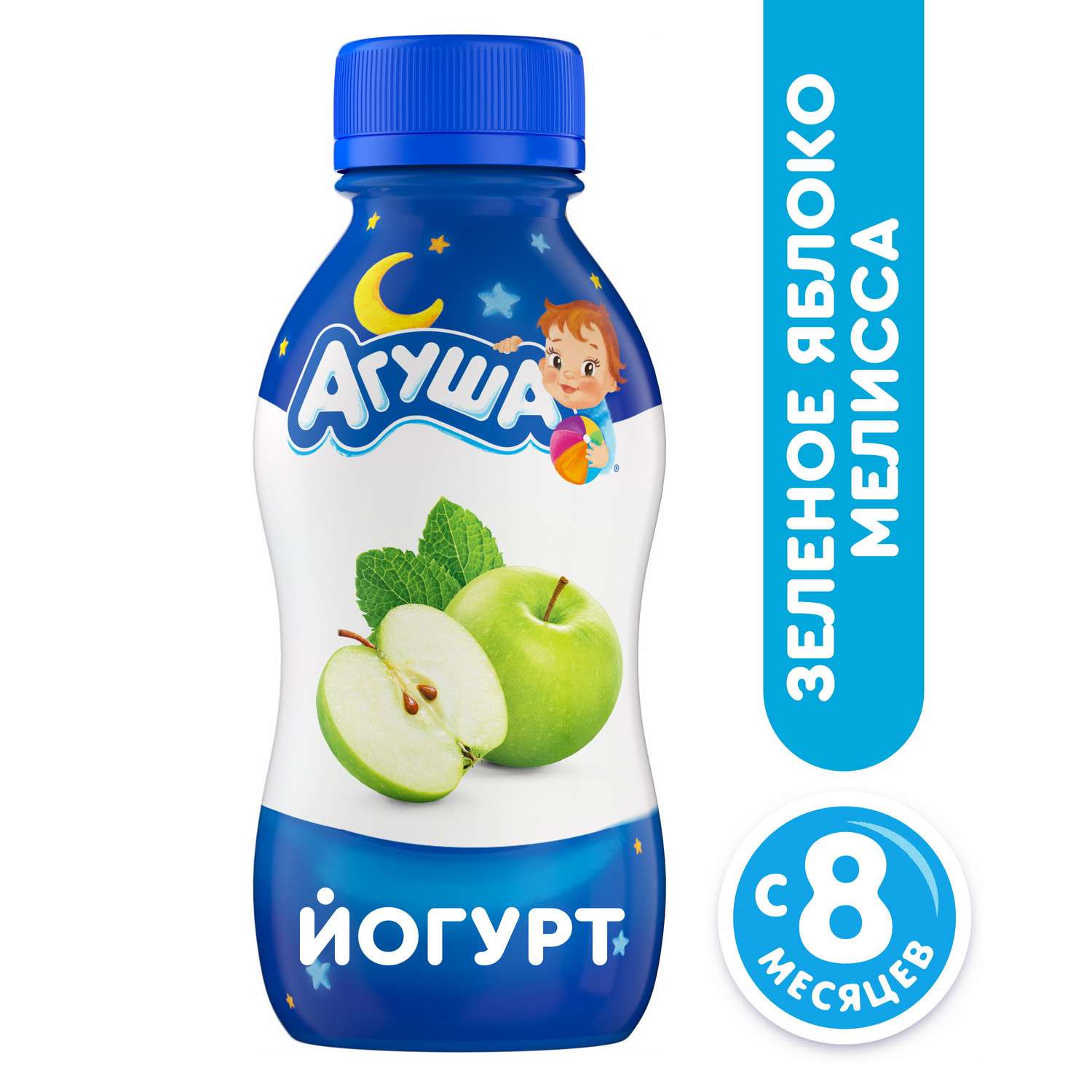 Йогурт питьевой Агуша 2.7% яблоко-мелисса 180г с 8месяцев - фото 1