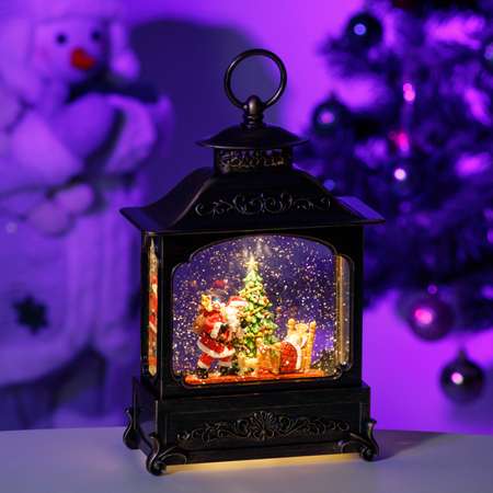 Декоративный фонарь BABY STYLE Новогодний Дед Мороз у постели мальчика масляный USB 27х17 см