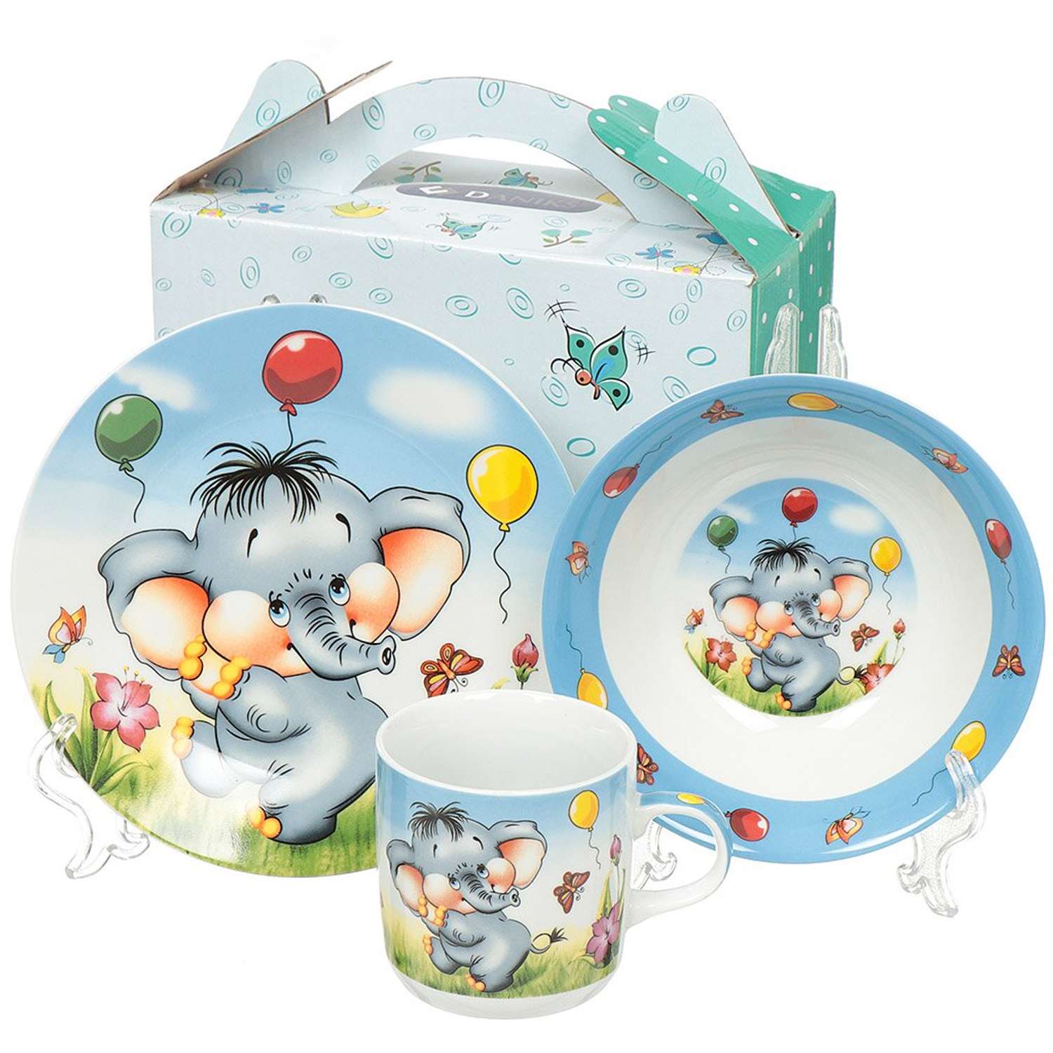 Набор детской посуды Daniks декорированный Слон 3 предмета керамика - фото 2