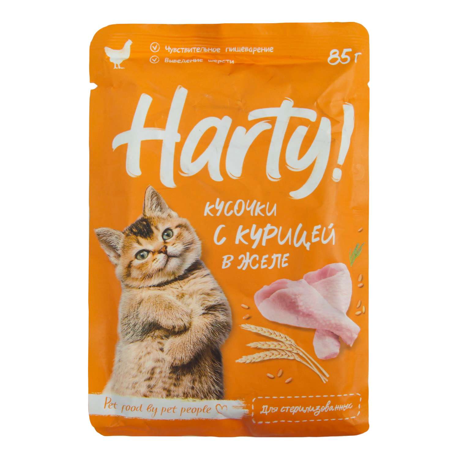Корм для кошек Harty 85г стерилизованных кусочки с курицей в желе - фото 1