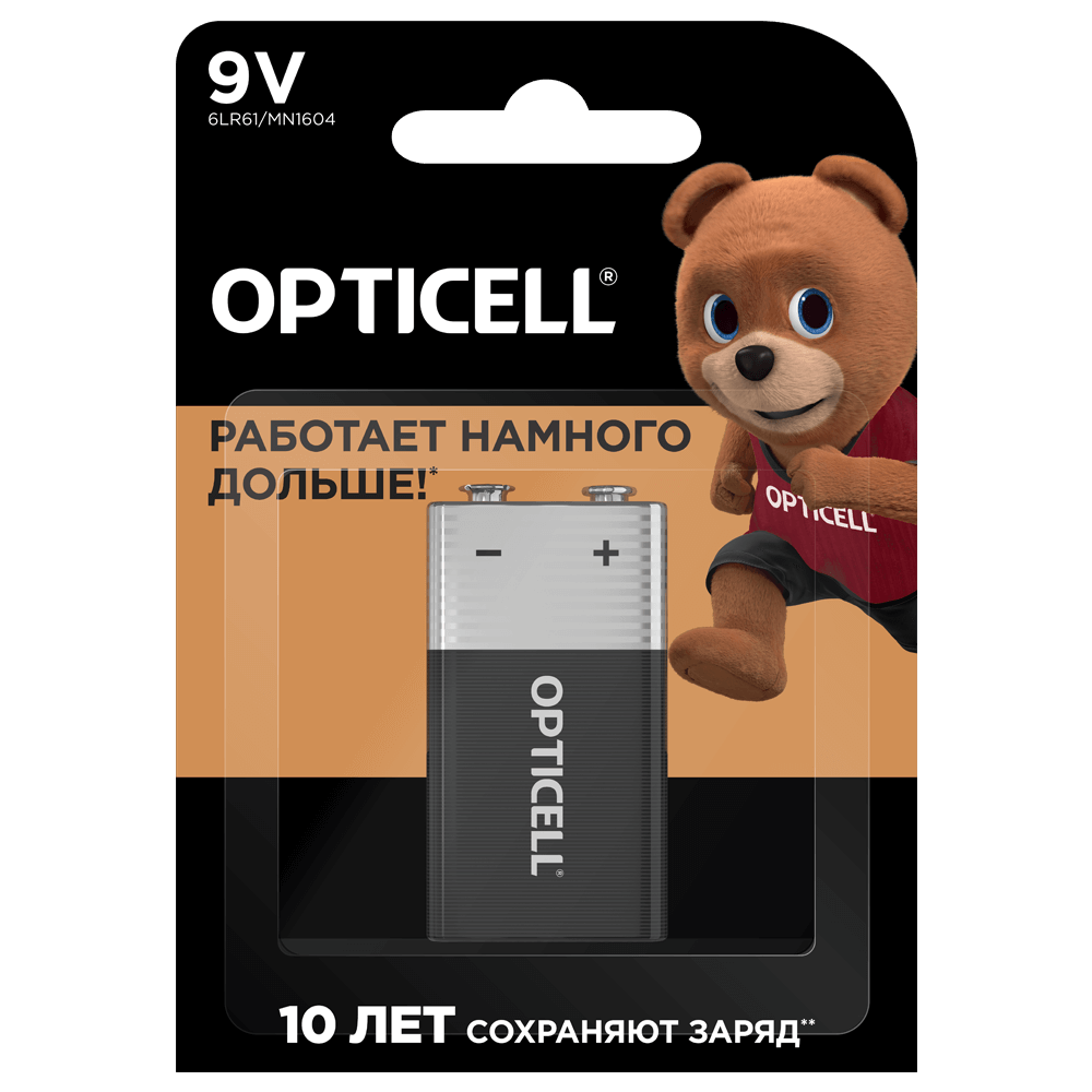 Элемент питания OPTICELL Basic 6LR61 Крона 9V - 1 шт. - фото 1