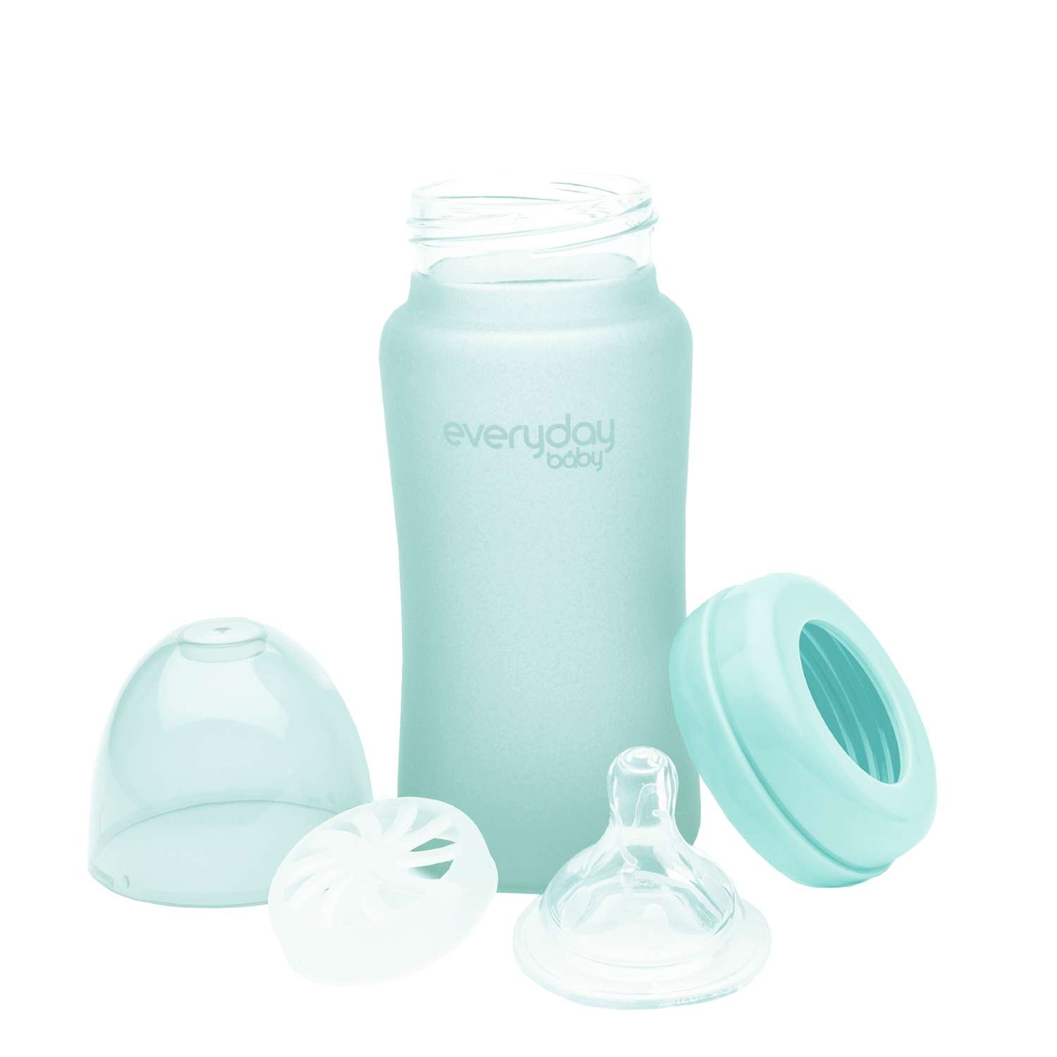 Бутылочка Everyday Baby Healthy стеклянная с защитным силиконовым покрытием 240 мл мятный - фото 2