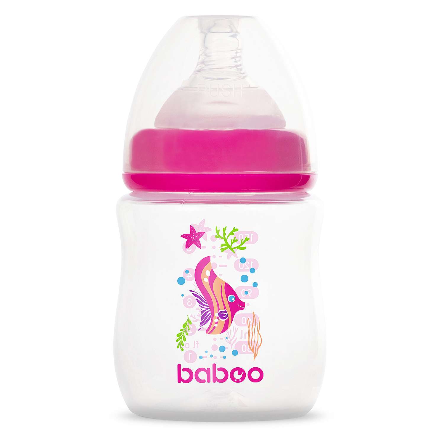 Бутылочка BABOO Sealife +соска 150мл Розовый 3-113 - фото 1