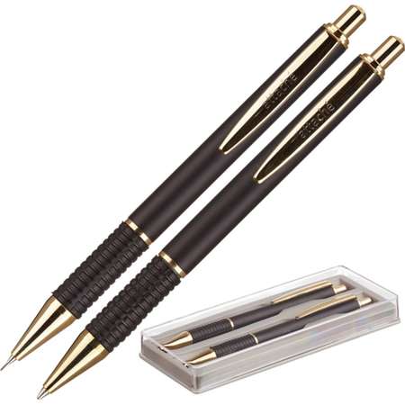 Канцелярский набор Attache G08BS шариковая ручка и автокарандаш манжетка черный