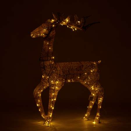 Фигура декоративная BABY STYLE Олень золотистый проволочный LED теплый белый свет 120 см