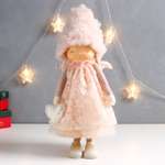 Кукла интерьерная Зимнее волшебство «Девочка в розовом платье и шапочке с сердечком» 16х13х42 см