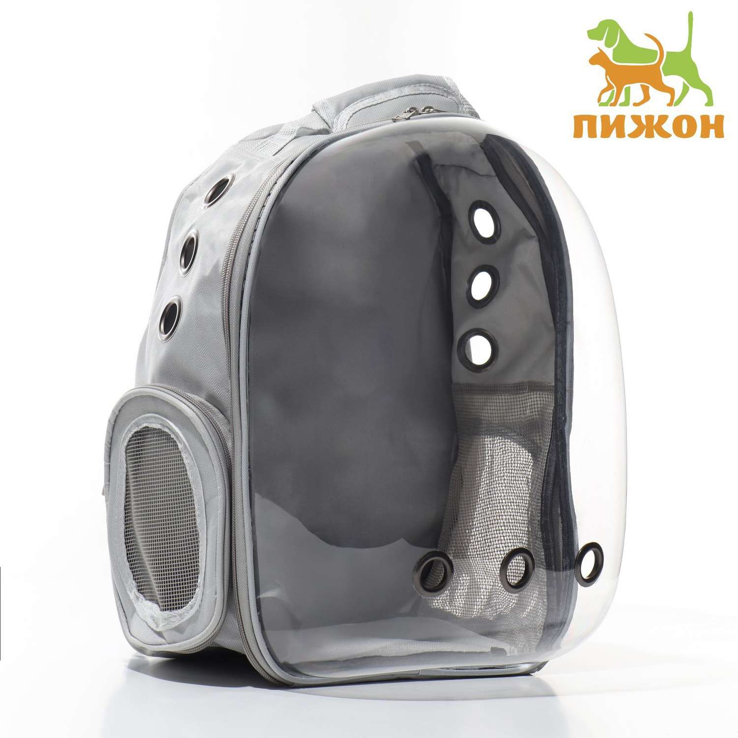 Рюкзак для переноски Пижон прозрачный 33х25х41 см серый - фото 1
