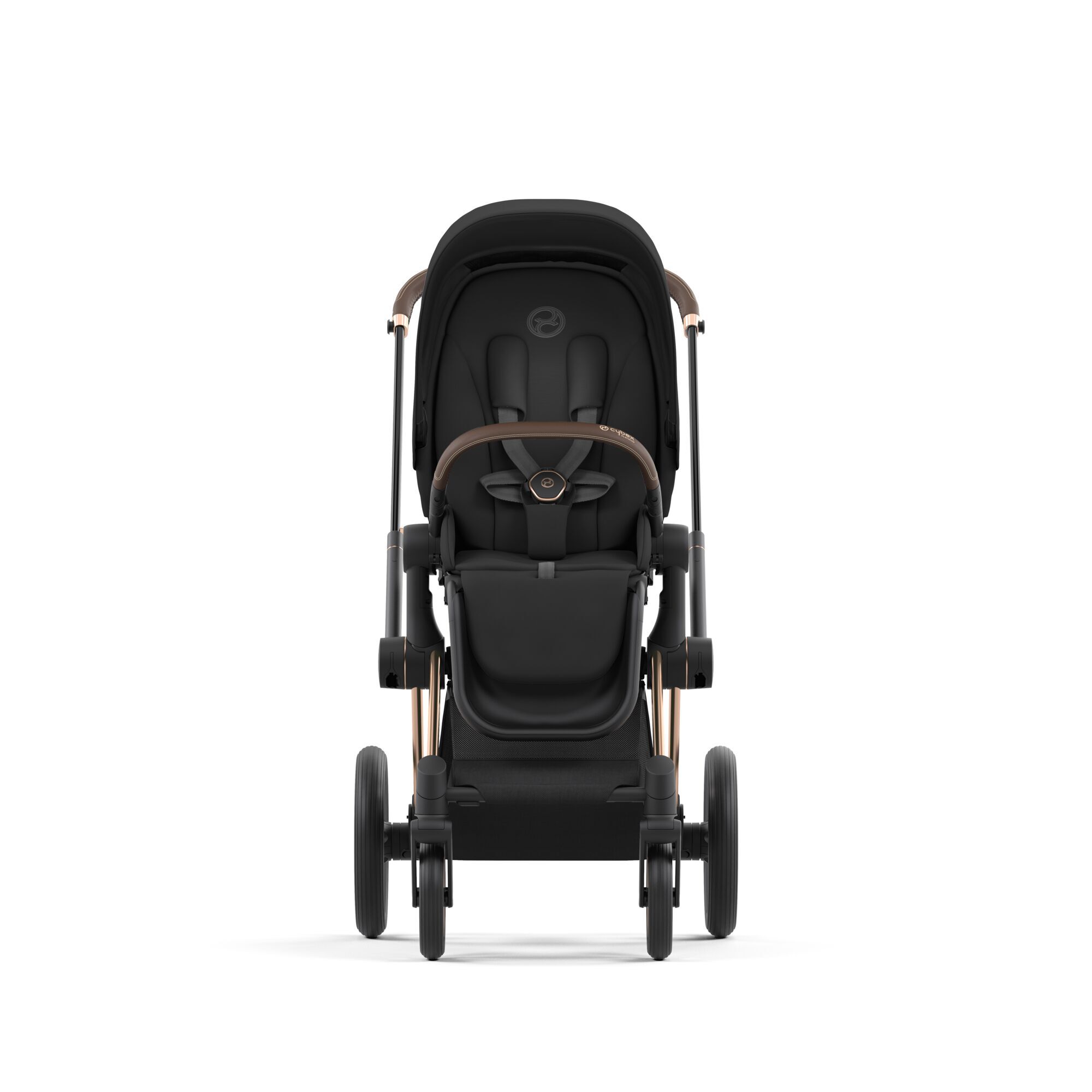 Коляска Cybex Priam IV Rosegold 2в1 Sepia Black в комплекте со спальным блоком Lux Carry Cot - фото 5