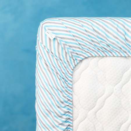 Простыня натяжная Adam Stork на резинке муслиновая для детской кроватки 60х120 Blue Stripes