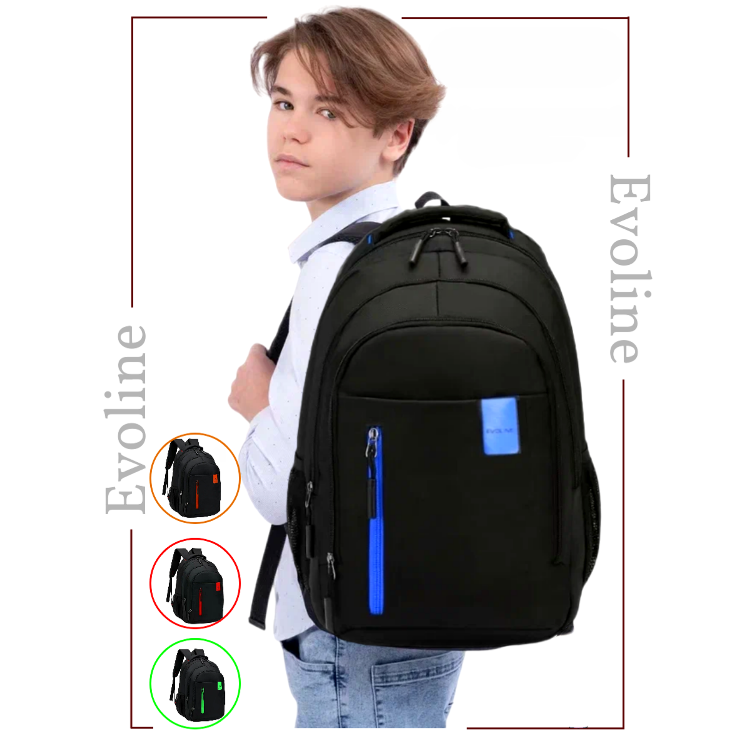Рюкзак школьный Evoline Черный OMA-204-blue - фото 7