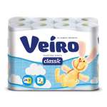 Туалетная бумага Veiro Classic белая 2-х слойная 24 рулона