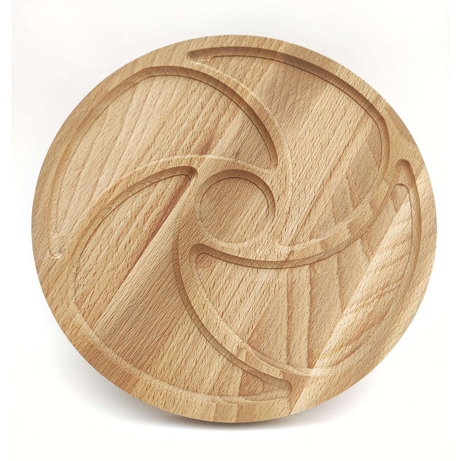 Менажница Хозяюшка круглая с отсеками деревянная из бука 250х20 - фото 1