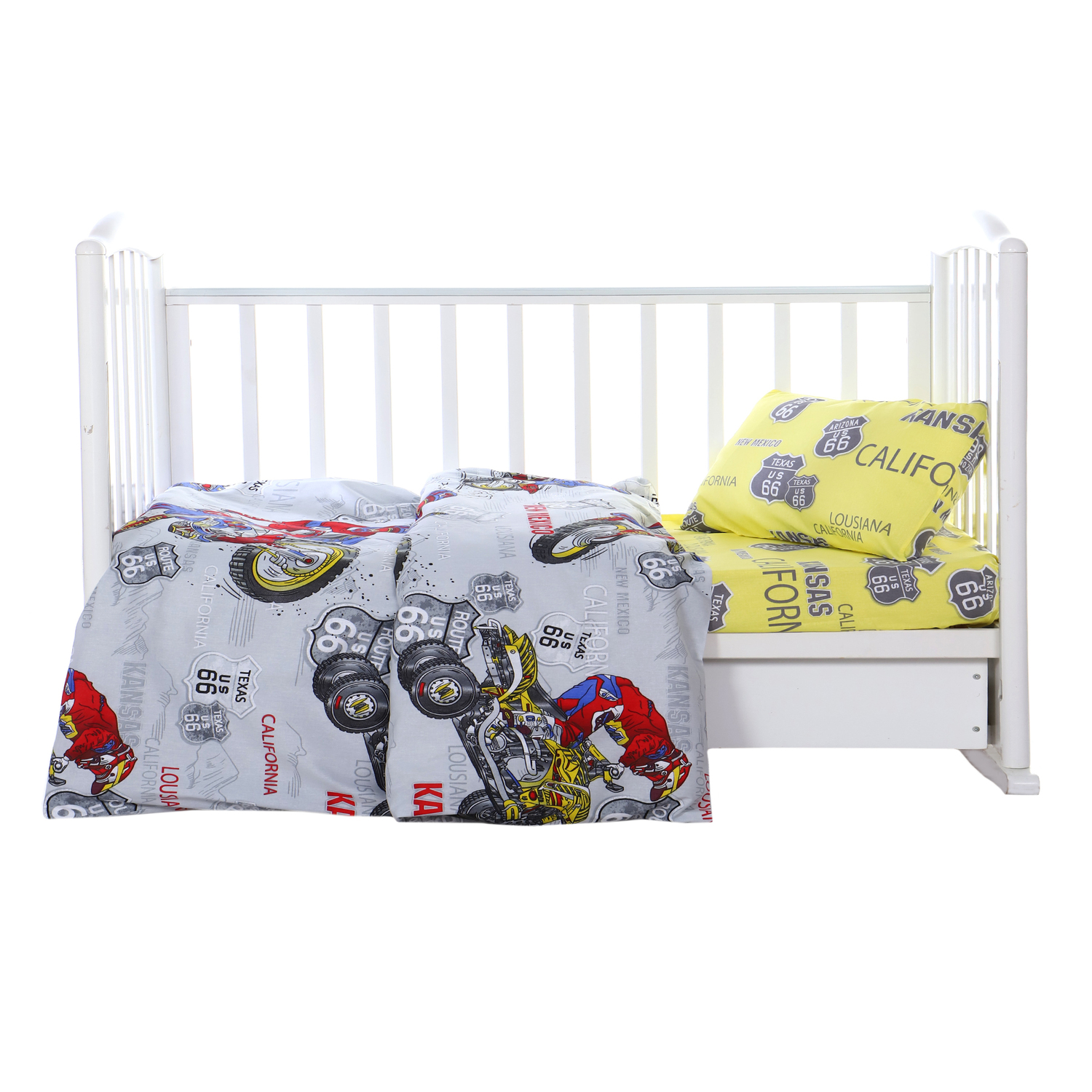 Комплект постельного белья Селтекс детский бязь с простыней на резинке Мотокросс - фото 1