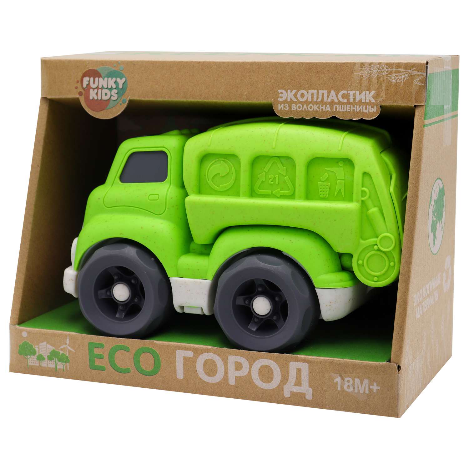 Игрушка Funky Toys Эко-машинка городская тех.Зеленая 18 см FT0278084 - фото 4