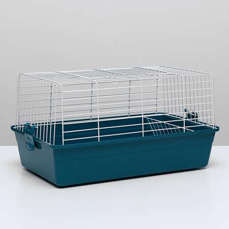 Клетка для кроликов Пижон с сенником 60х36х32 см бирюзовый
