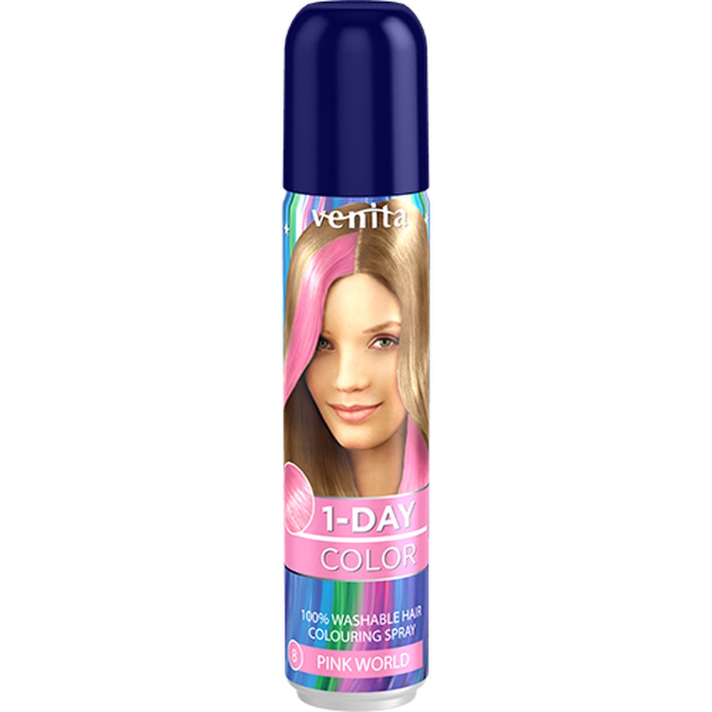 Спрей тонирующий VENITA 1-day color тон pink world (розовый мир) 50 мл - фото 1