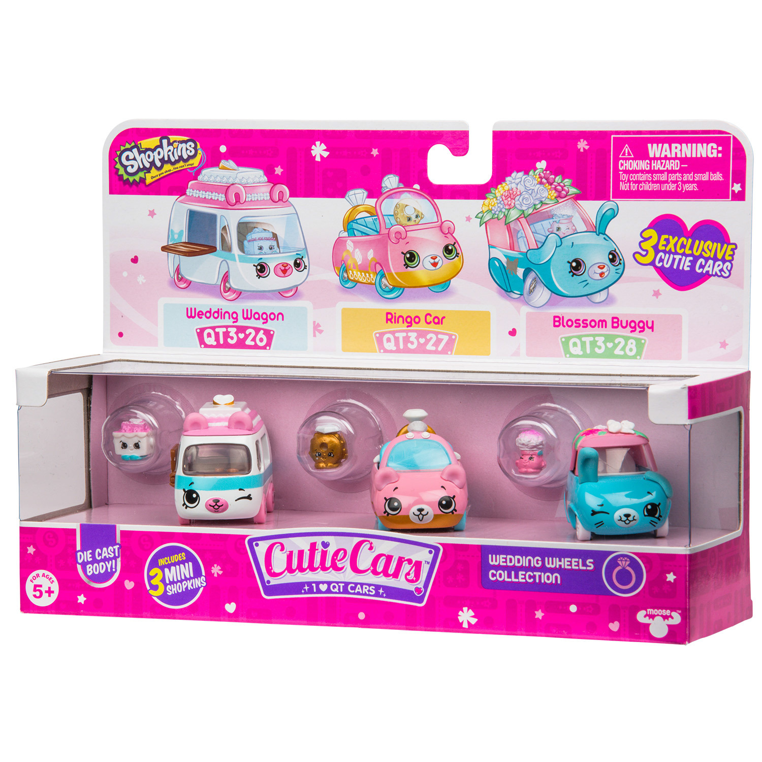 Машинки Cutie Cars Свадьба 3шт +мини-фигурки Shopkins S3 Свадьба на колёсах