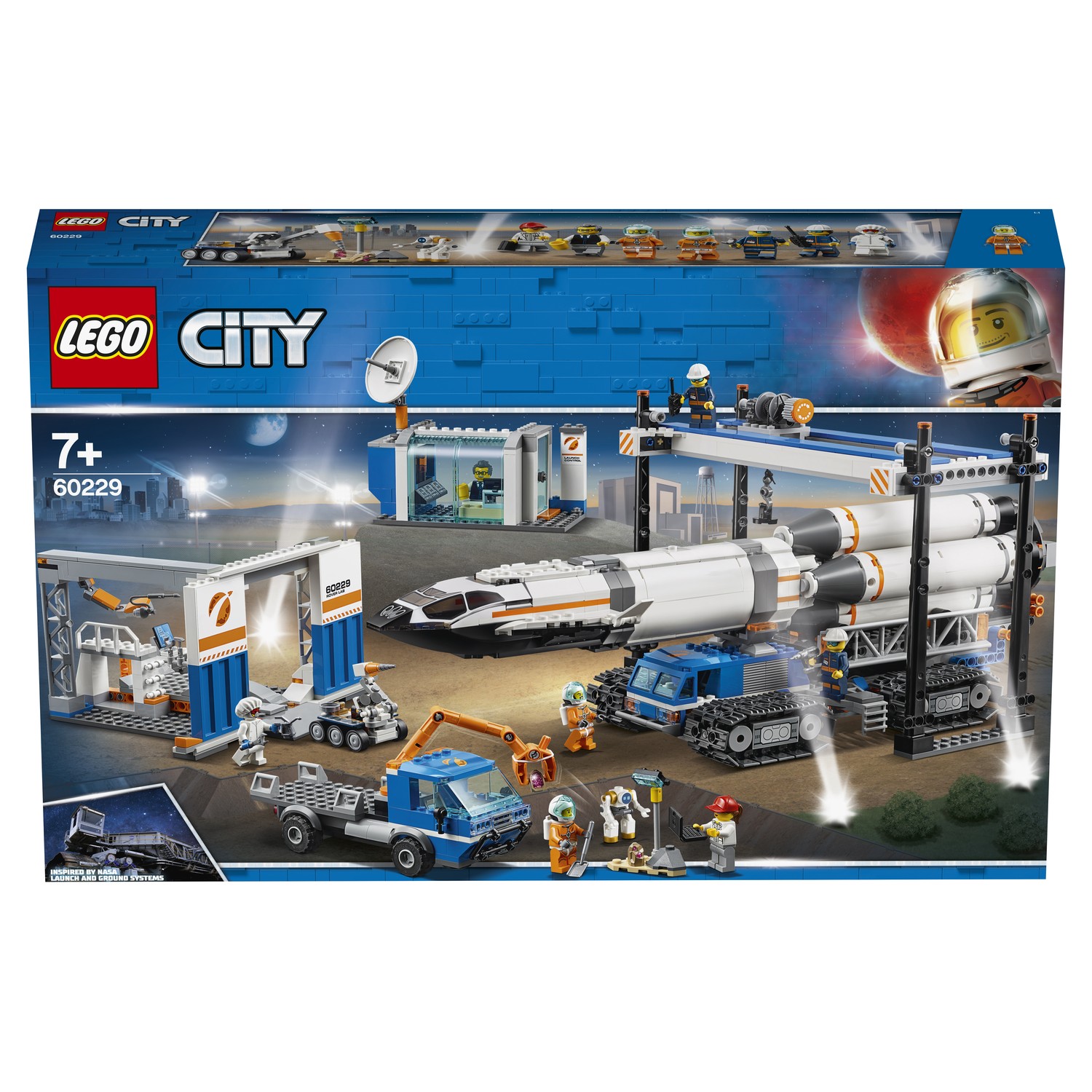 Конструктор LEGO City Space Port Площадка для сборки и транспорт для  перевозки ракеты 60229 купить по цене 7999 ₽ в интернет-магазине Детский мир