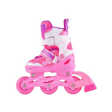 Набор роликовые коньки Alpha Caprice раздвижные Floret White Pink Violet шлем и набор защиты в сумке размер XS 27-30