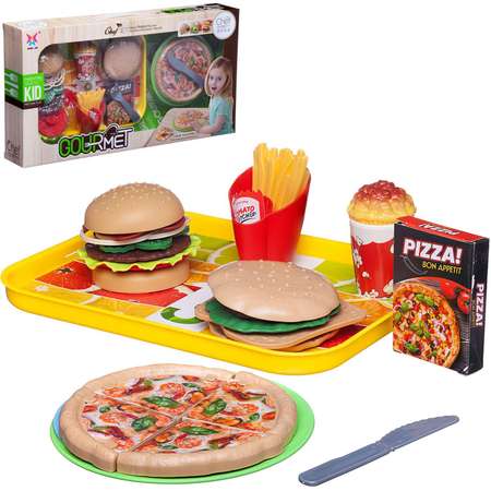 Игровой набор Фаст Фуд Гурман ABTOYS Сытный обед с пиццей и бургерами в компании друзей
