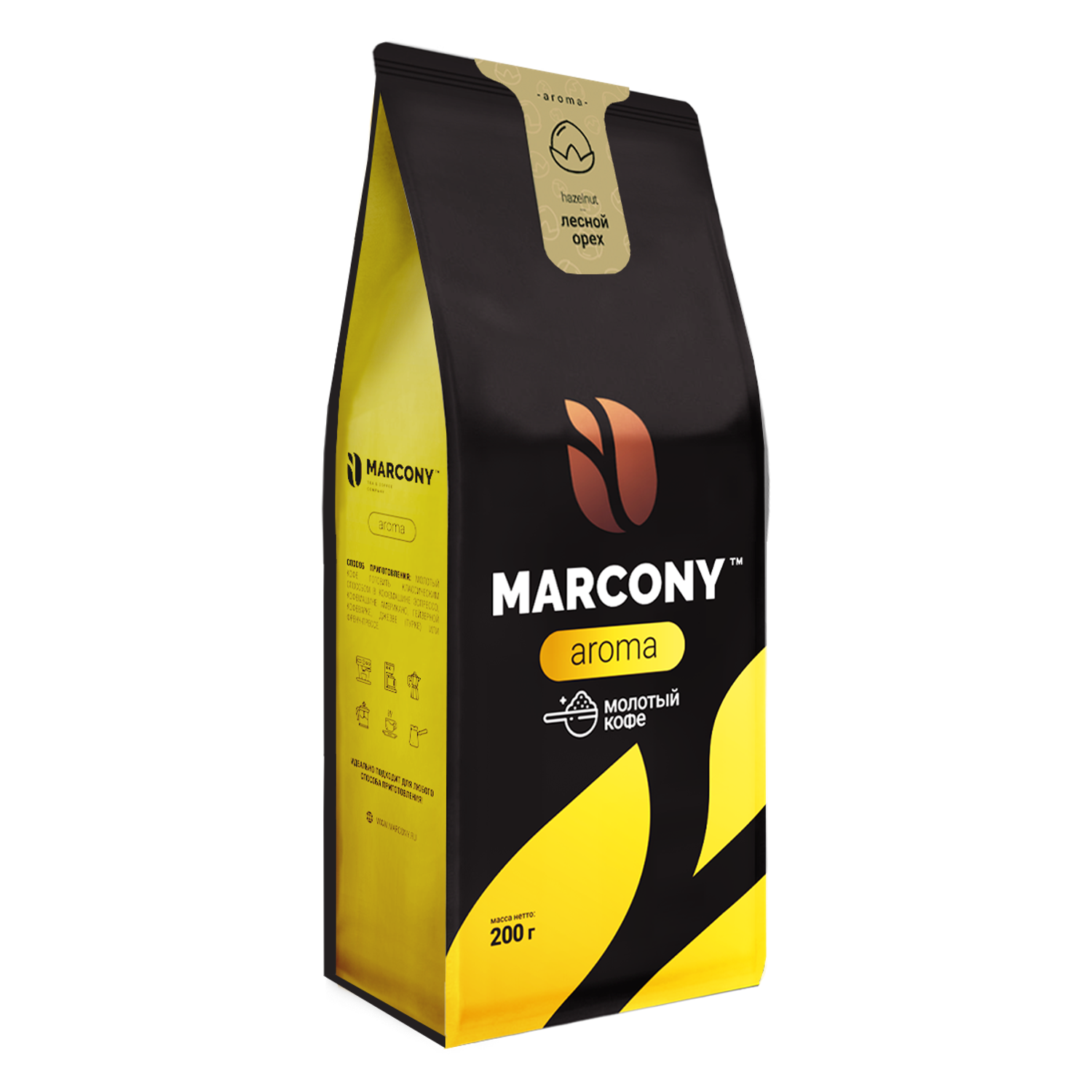 Кофе молотый Marcony Aroma со вкусом Лесного ореха 200 г - фото 2