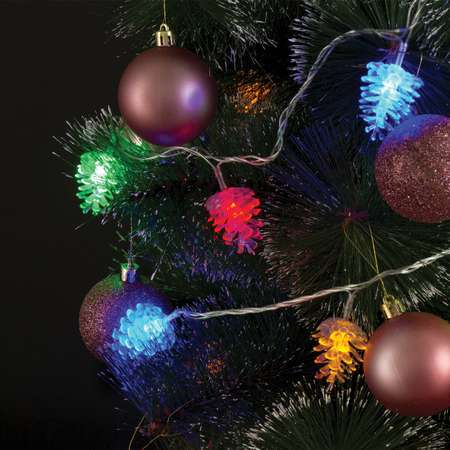 Электрогирлянда светодиодная Золотая сказка новогодняя на елку Шишки 30 ламп 4.3 м многоцветная