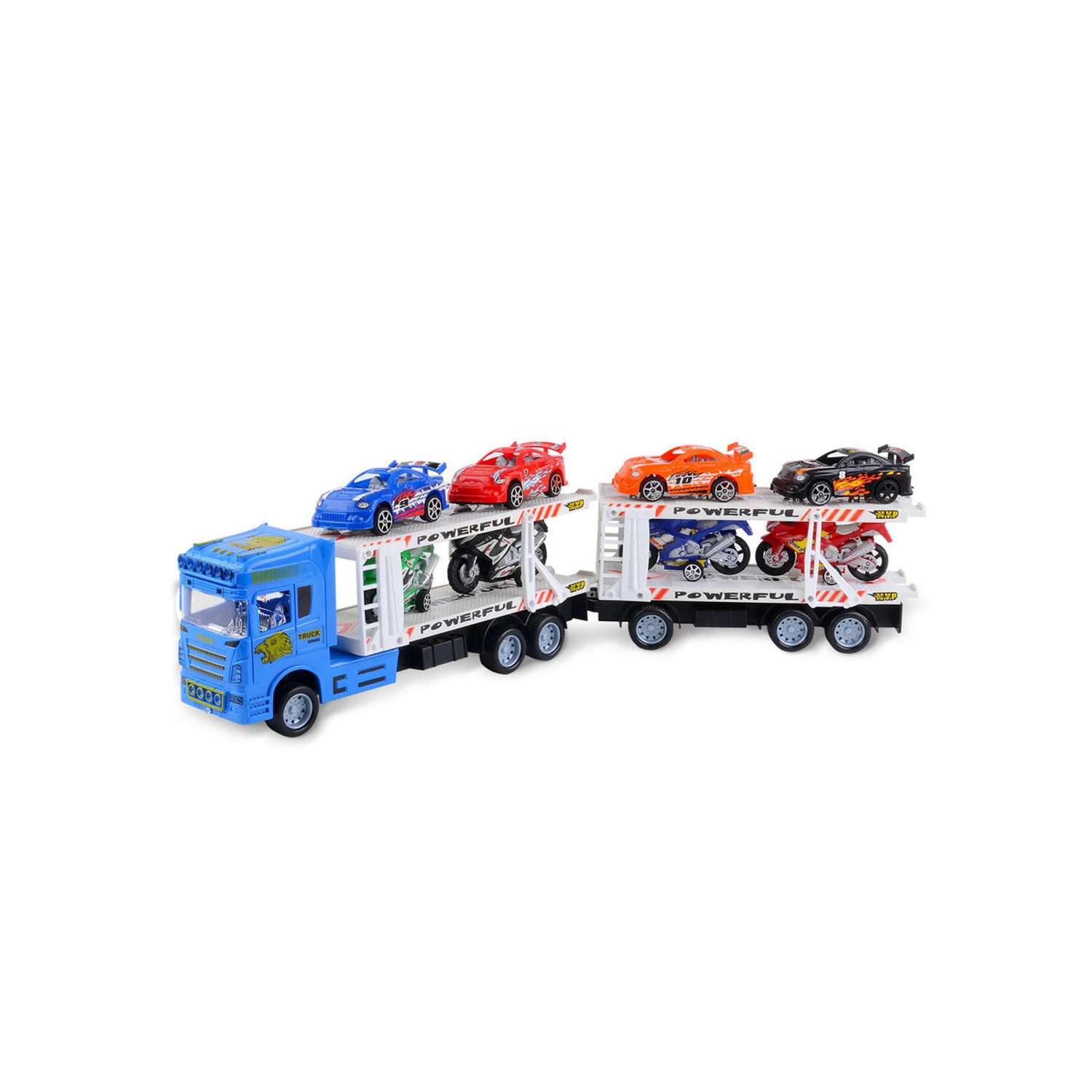 Игровой набор Handers Трейлер с прицепом: супер гонки 58 см синий HAC1613-130-1//синий - фото 4