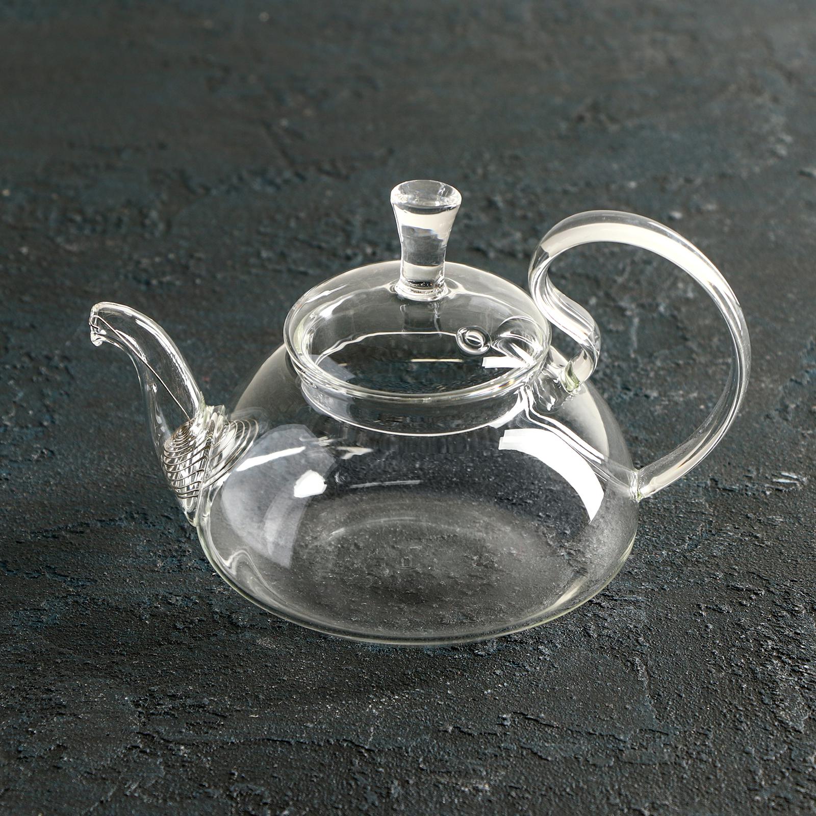 Чайник Доляна стеклянный заварочный с металлическим ситом «Элегия» 400 мл - фото 1