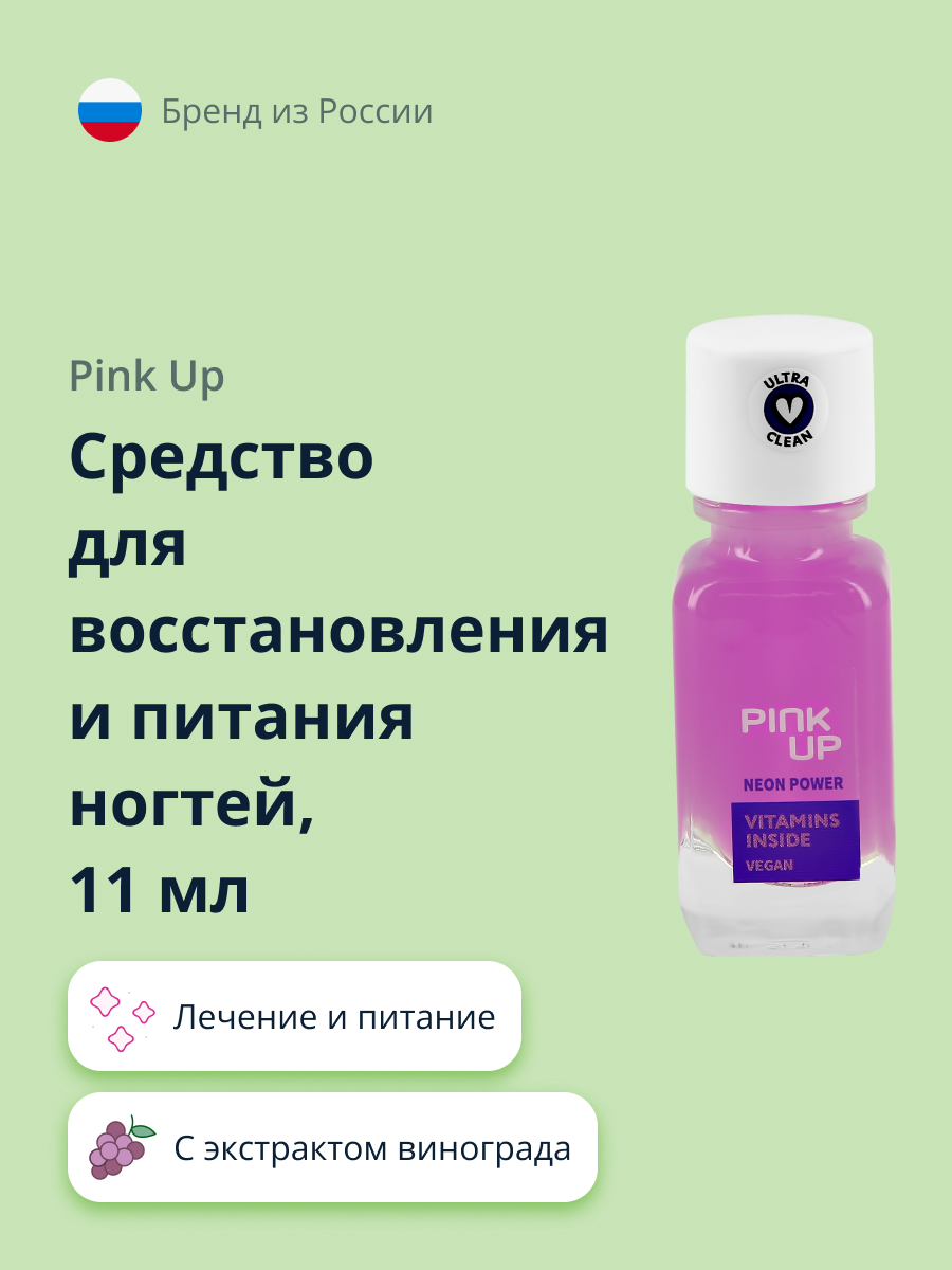 Средство для укрепления ногтей Pink Up Neon power с антиоксидантами и экстрактом винограда 11 мл - фото 2