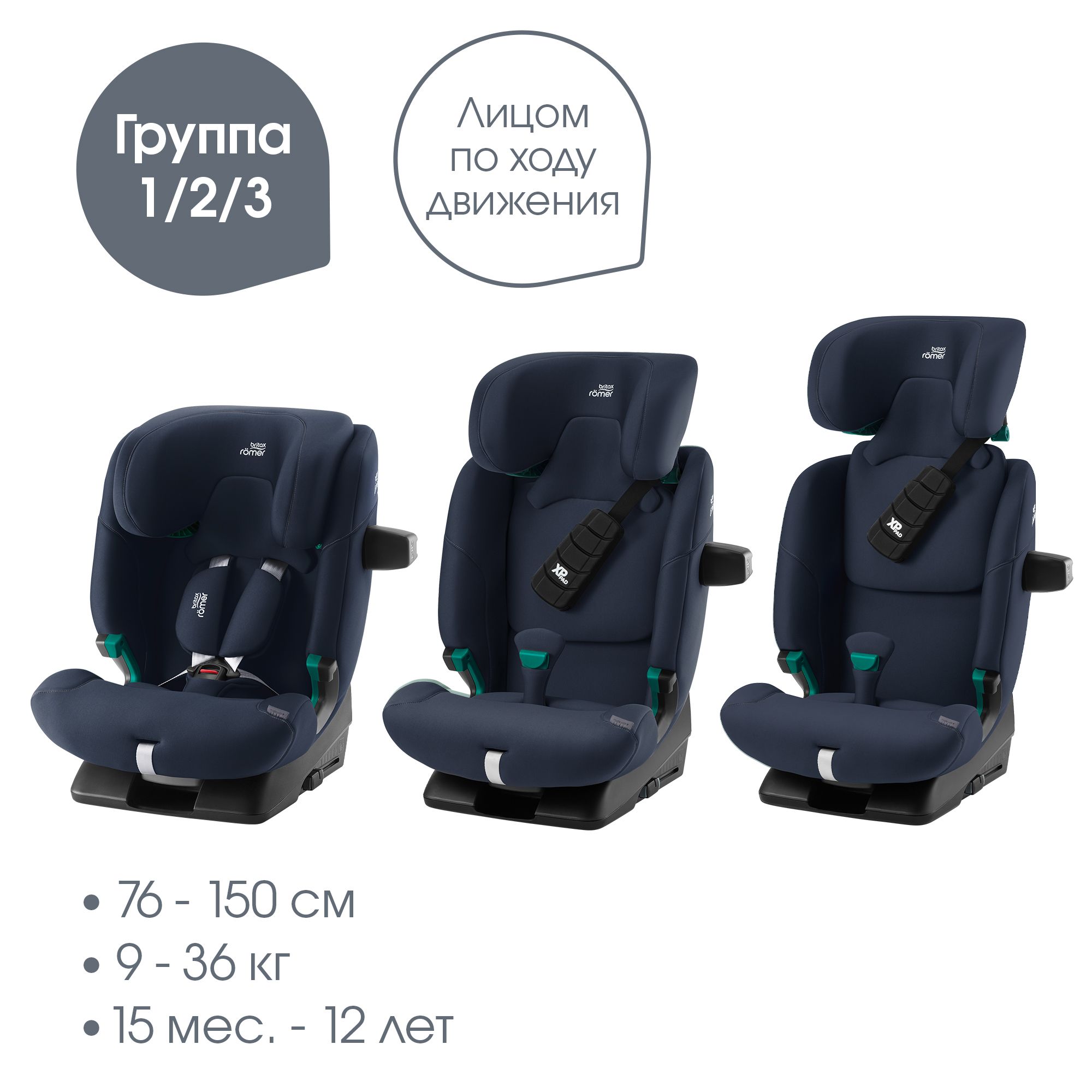 Детское автокресло Britax Roemer Advansafix Pro Night Blue с 15 месяцев до 12 лет рост 76 - 150 см - фото 2