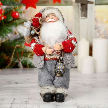 Дед мороз Зимнее волшебство «В вязаном костюме. с фонарём» 30 см