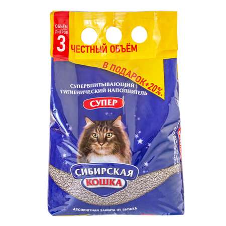 Наполнитель для кошек Сибирская кошка Супер комкующийся 3л