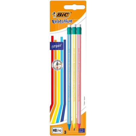 Карандаши простые BIC Evolution Stripes чернографитовые 3 шт