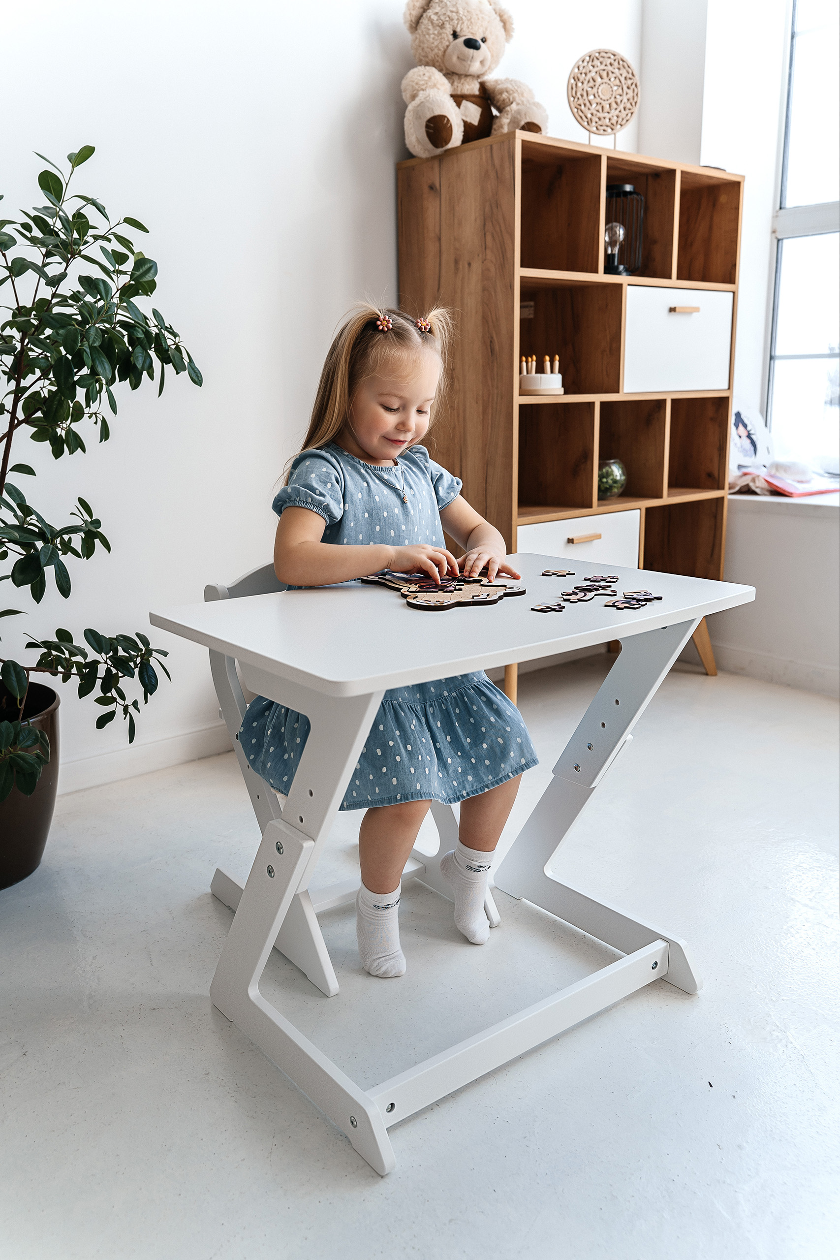 Детский растущий стол и стул Коняша белый - фото 24