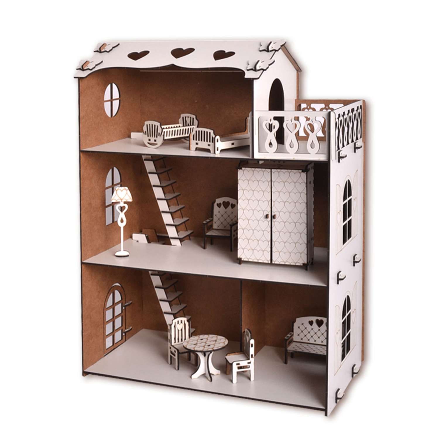 Кукольный дом Pema kids Без окрашивания Варя с мебелью. Материал - ХДФ Варя+Мебель - фото 2