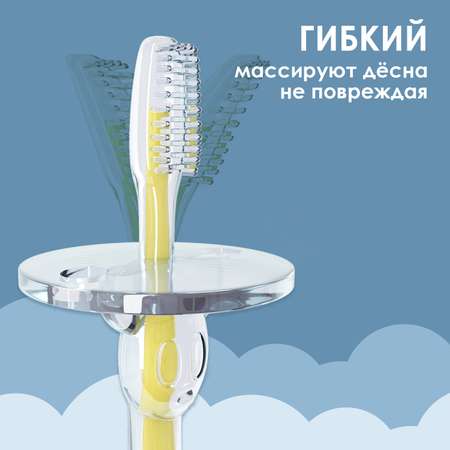 Прорезыватель грызунок детский KUNDER зубная щетка массажер для десен силиконовый для новорожденных желтый