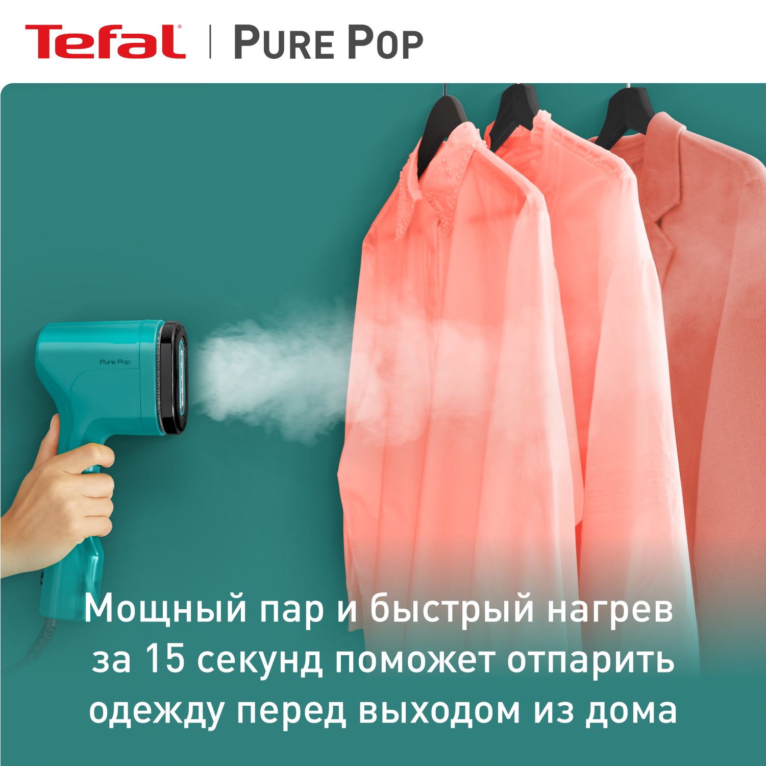 Отпариватель ручной TEFAL Pure Pop DT2024E1 зеленый купить по цене 4599 ₽ в  интернет-магазине Детский мир