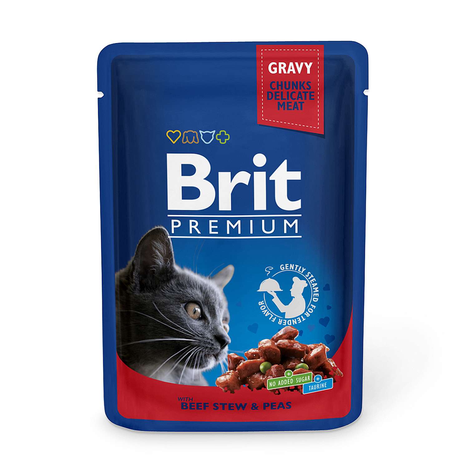 Корм влажный для кошек Brit Premium 100г говядина-горошек - фото 1