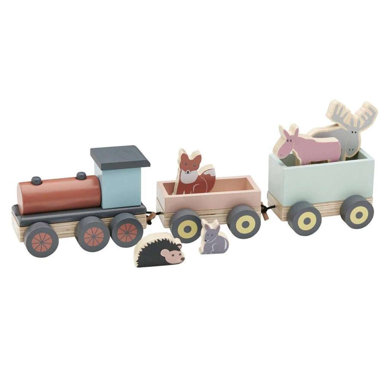 Поезд деревянный Kids concept с животными - фото 1