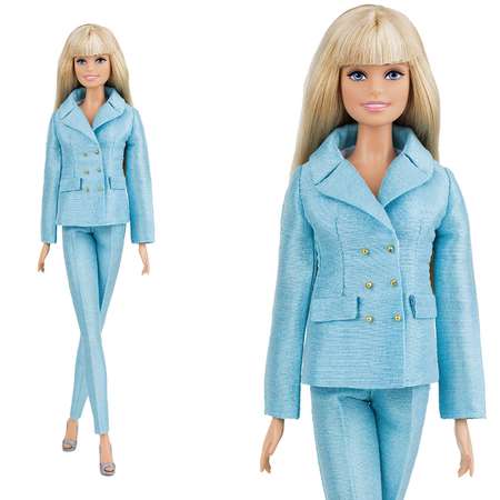 Шелковый брючный костюм Эленприв Небесно-голубой для куклы 29 см типа Барби