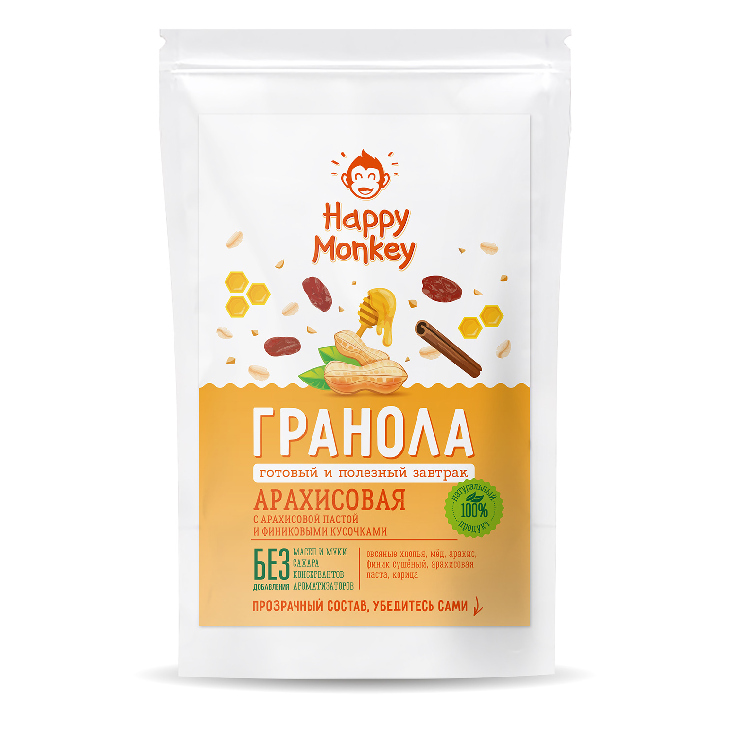 Гранола Happy Monkey арахисовая 330г - фото 1