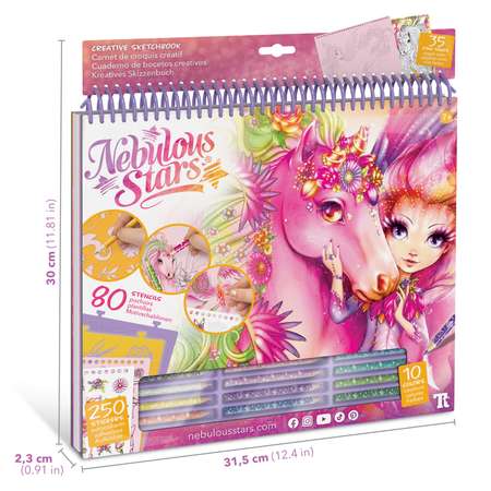 Раскраска Nebulous Stars для девочек 35 розовых скетч страниц 12 карандашей