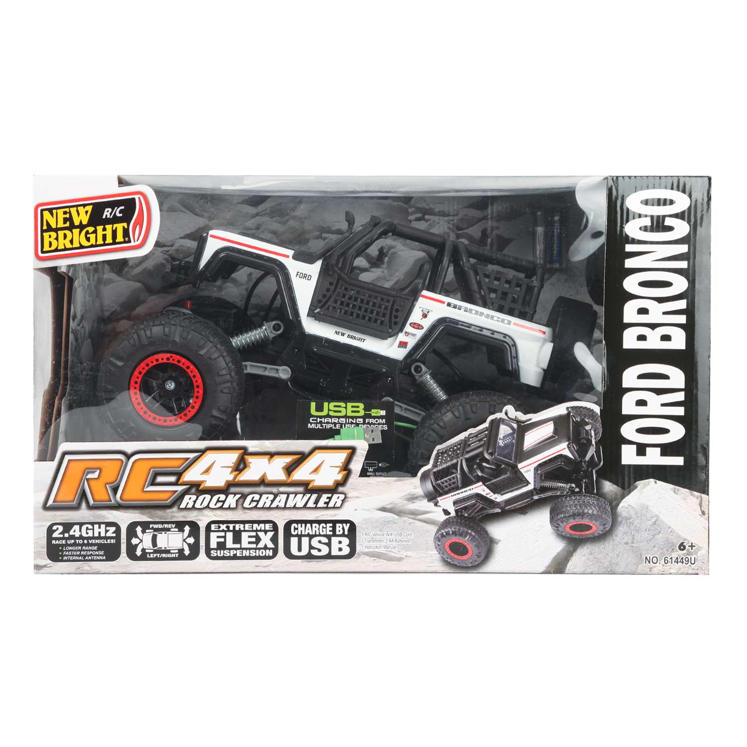 Машина New Bright РУ 1:14 Rock Crawler Bronco Белая 61449U - фото 2