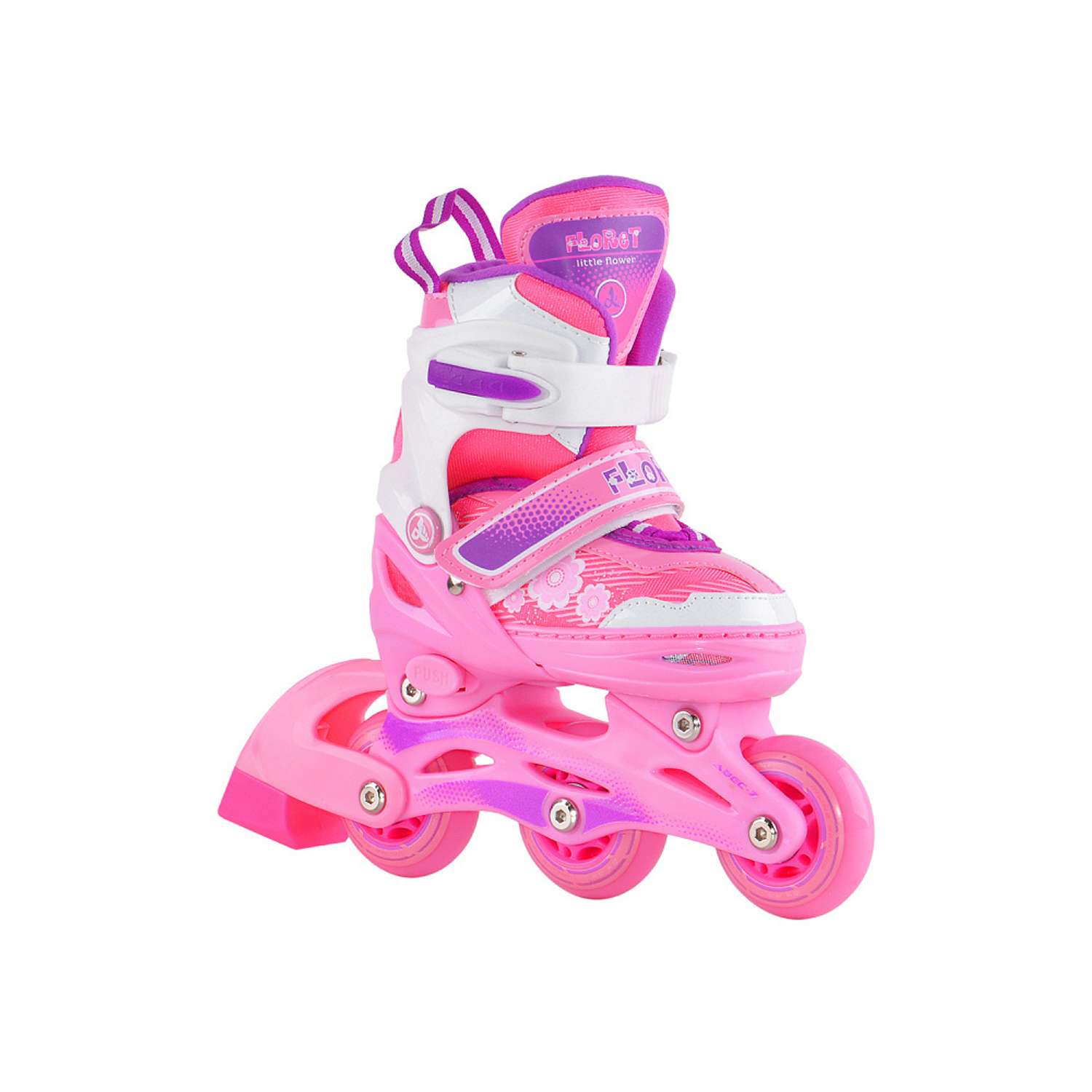 Набор роликовые коньки Alpha Caprice раздвижные Floret White Pink Violet шлем и набор защиты в сумке размер XS 27-30 - фото 2