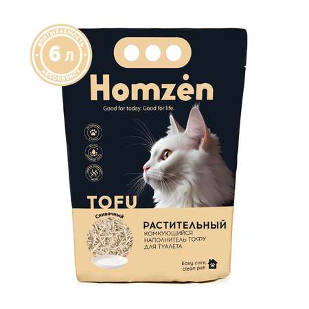 Наполнитель для кошачьего туалета Homzen Tofu Сливочный комкующийся 6л