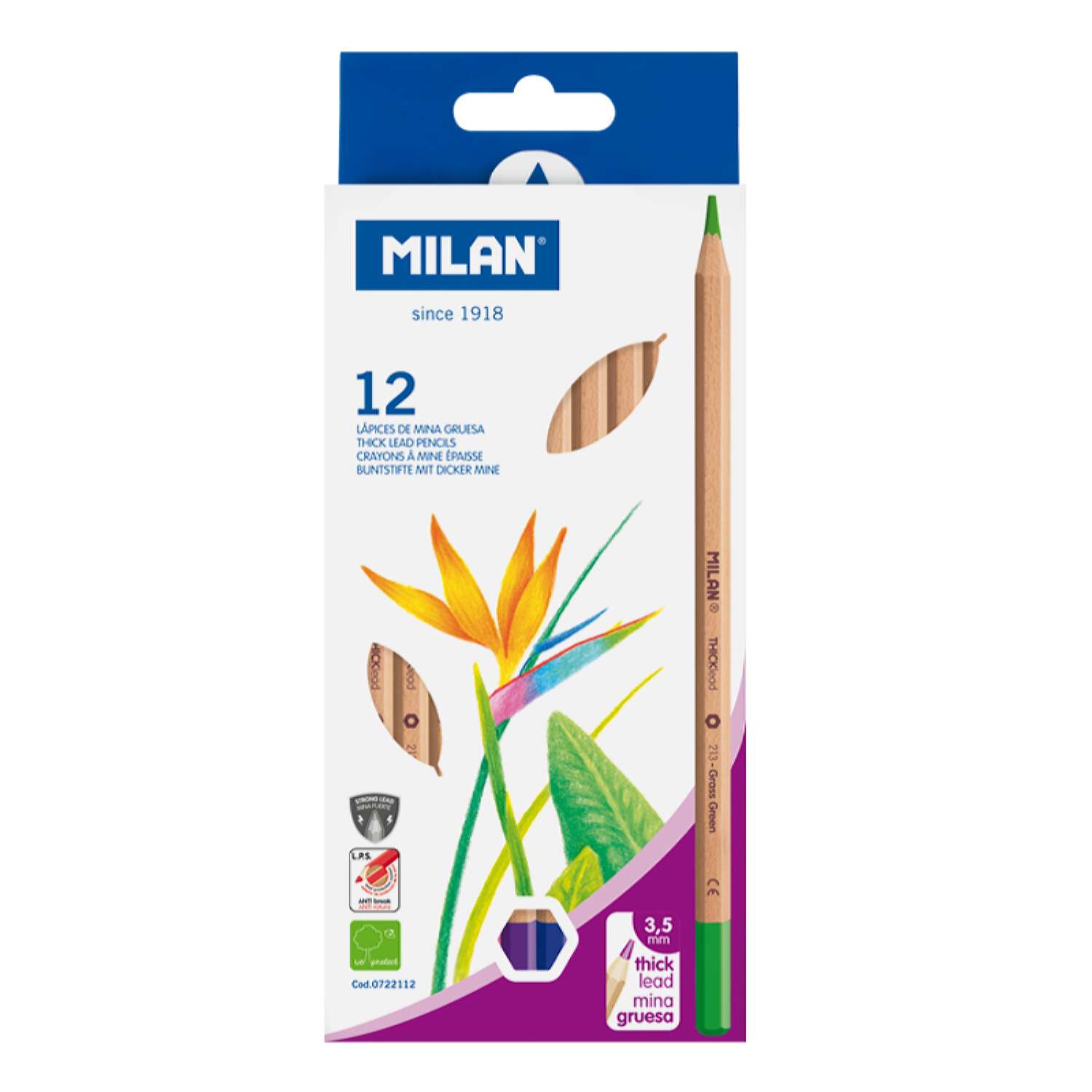 Набор цветных карандашей MILAN 12 шт шестигранный корпус в картонной упаковке - фото 1