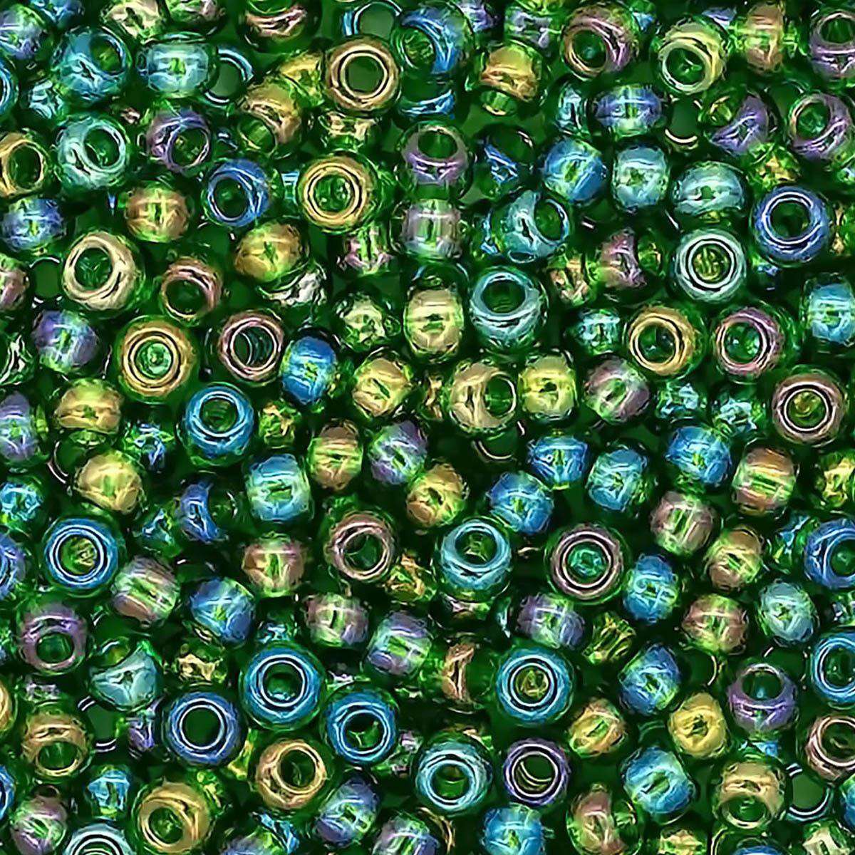 Бисер Preciosa чешский прозрачный с радужным покрытием 10/0 20 гр Прециоза 51120 зеленый - фото 1